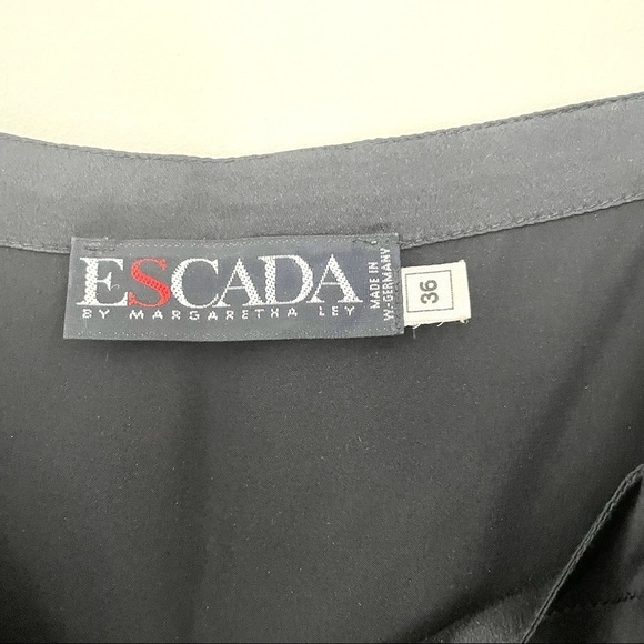 Vintage Escada Black 100% Silk Shell Blouse Spaghetti Strap Top 36 - Picture 4 of 7